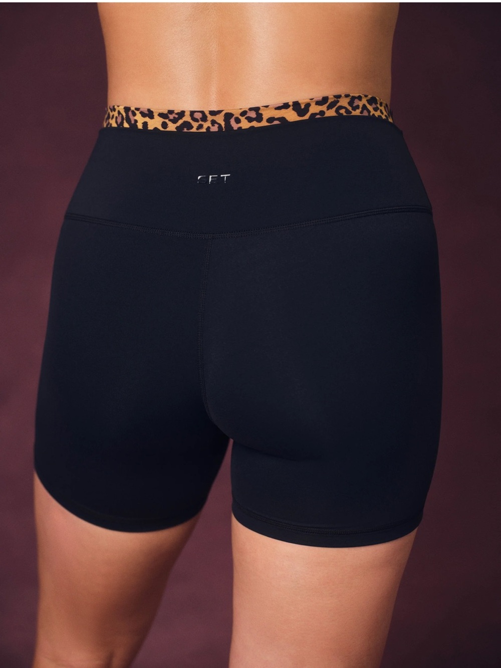 SET Active double layer Black Bike Shorts with Leopard Waistband ‘savannah’